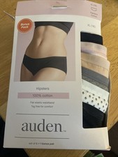 Auden Cotton Flat Elastic Waistband Women  s Hipsters - XL 16 7pk, Open Box.