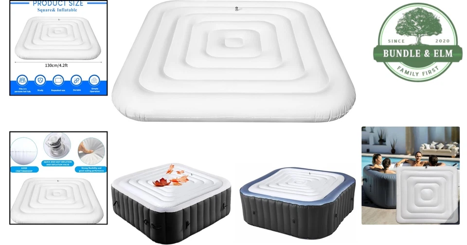 Inflatable Hot Tub Cover PVC Windproof Rain-Proof Energy Saving Lid for Outdo... - Image 2 of 4