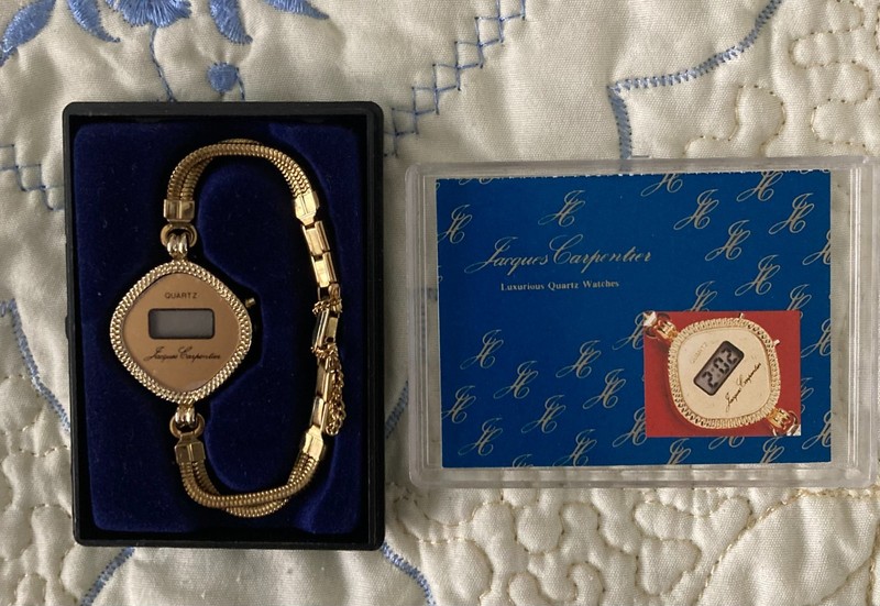 Jacques Carpentier Women's Digital Watch Gold Toned Bracelet Band Vintage