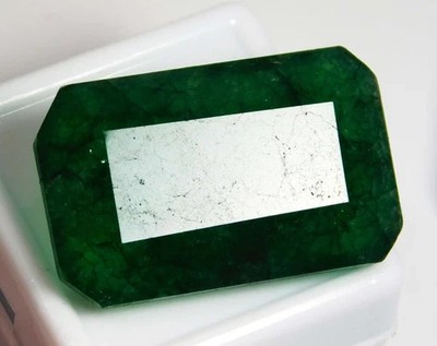 Natural Certified 38.00 Ct Emerald Cut Colombian Green Emerald Loose Gemstone