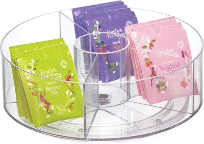 Cabinet Binz Divided Rotating Turntable Tea Packet Organizer, 9'' X 9'' X 3.01'', C