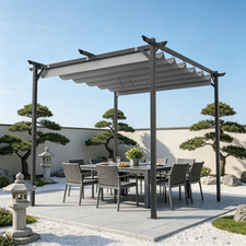 2.4x2.4M Retractable Pergola With Canopy For Garden Lawn Patio Gazebo Outdoor UK