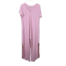 Halara V Neck Short Sleeve Side Pocket Wide Leg Flowy Casual Jumpsuit Romper M