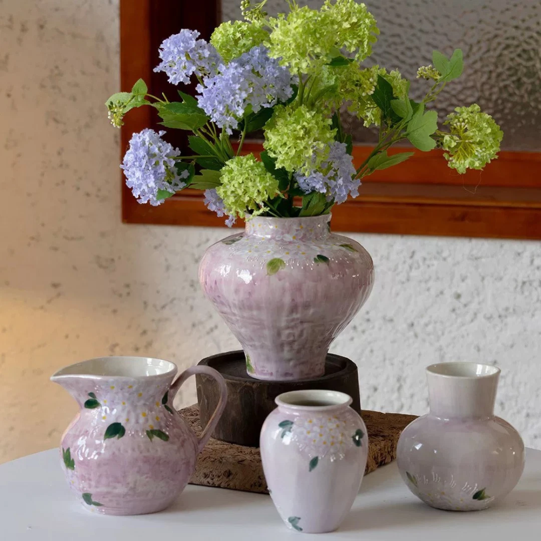 Hand Painted Floral Ceramic Vase Flower Arrangement Decorative Gift Ornament