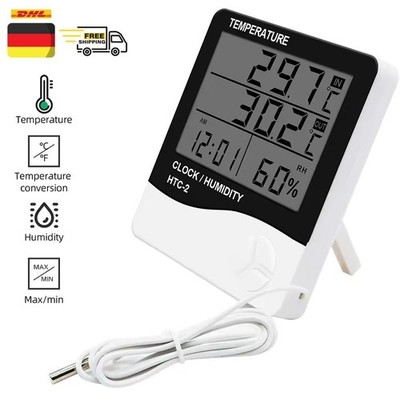 Digitale Wetterstation Thermometer / Hygrometer mit Außensensor LCD Innen Außen.