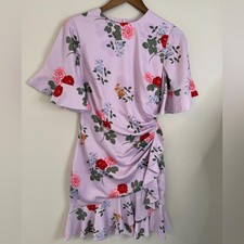 Keepsake purple floral ruffled midi dress SZ XS