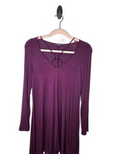 Express Plum Long-Sleeve Crisscross V-Neck Midi Dress