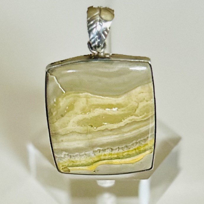 Bumblebee Jasper Rectangular Pendant Set in 925 S… - image 4
