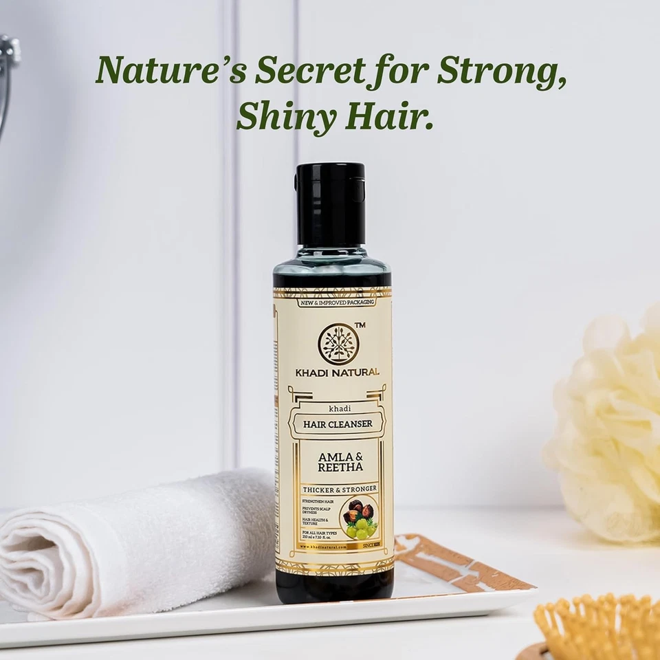 Champú Khadi Amla Reetha 210 ml | Control y crecimiento de la caída del cabello | A base de hierbas 🌿 Foto 4 de 4