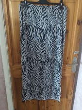 Long Zebra Print Chiffon Skirt Elasticated Waist  Size Medium Primark