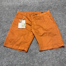 NUOVO Bermuda Berwich Cotone Lino Italia Pantaloncini Marrone Uomo Taglia 50 US 35 10" Cucitura Interna