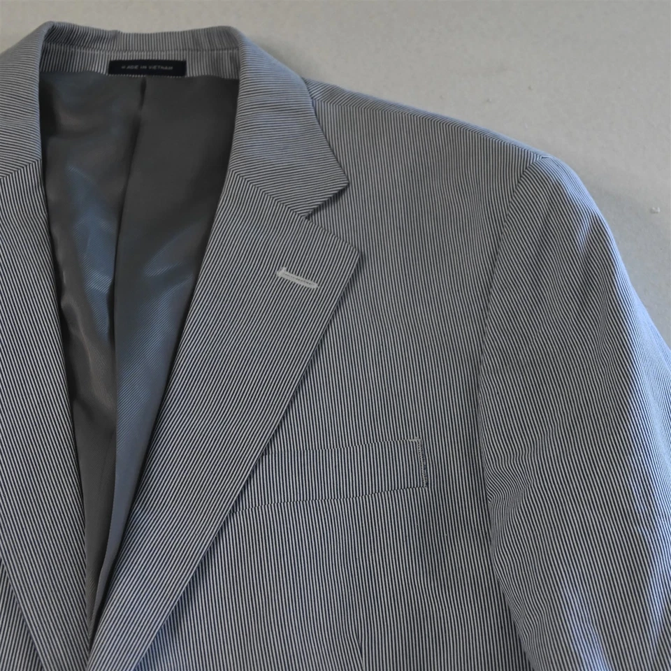 Stafford 40L 32x34 Azul Blanco Rayas Algodón Clásico Hombre Chaqueta Pantalones Traje Foto 3 de 4