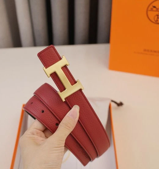 Hermes Negro y Rojo Unisex H-Belt Constance Mini Cinturón Fino Hebilla Reversible Foto 3 de 4