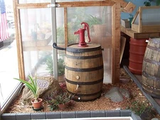  Whiskey Barrel Rain Barrel c/ Red Pitcher Pump-Flex Fit Diverter-FREE SHIPPING