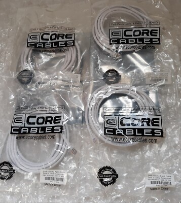 Lot of 4 ECore Cat6 Patch Cable 4Pair UTP 24AWG 10ft. 650-10WH NEW *SEALED*