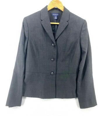 Ann Taylor 10 Blazer 100% Wool Gray Lined Blazer EUC (W2499)