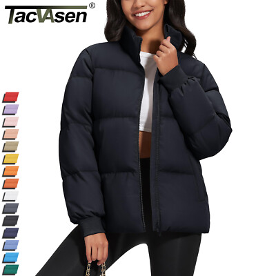 Women's Winter Down Puffer Jackets Stand Collar Water Resistant Warm Padded Coat