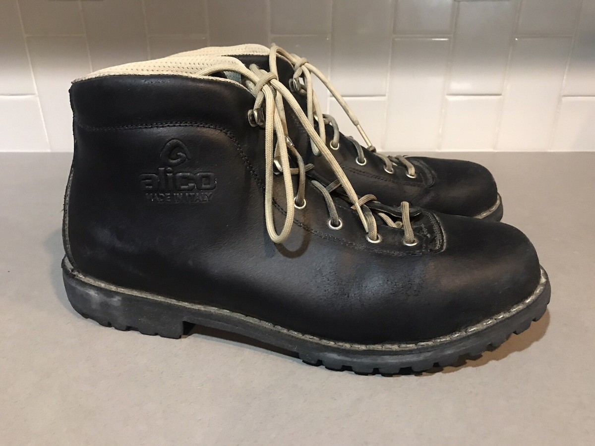Alico Italy Black Leather Davos Hiking Boots Size 13 | eBay