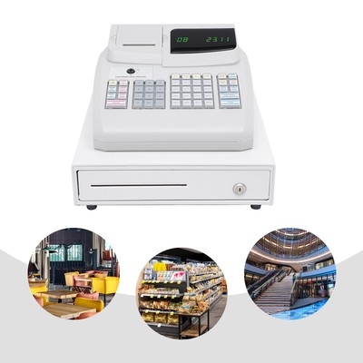 Electronic Cash Register Drawer Box w/ Key LED Display for Retail Restaurant POS