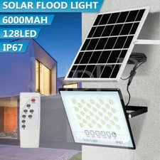 60W 128LED Solar Flood Light Outdoor Waterproof Garden Yard Wall Lamp W/ Remote