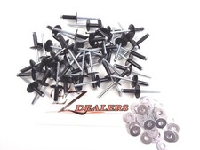 Vintage Yamaha Snowmobile Rivets 50 3/16 Black Large Head Rivets  50 Washers