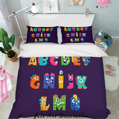3D Cartoon Letter Illustration Quilt Cover Set Bedding Sets Pillowcases Queen