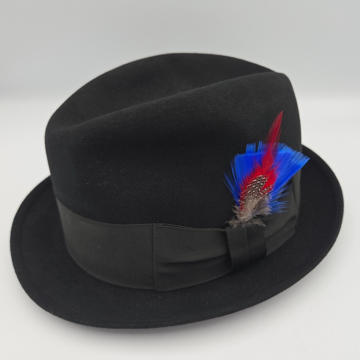 Vintage Knox NY Cushion Aire Black Felt hat with black band Fedora