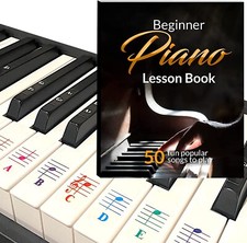 Color Piano and Keyboard Stickers and Color Note lesson book with 50 songs