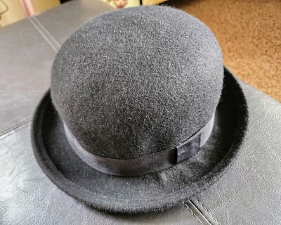 NEW 100% Wool Black Bowler Hat Lined For Men Women Size