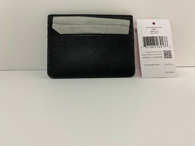 Kate Spade card holder wallet black leather NEW Brynn Soffiano pvc