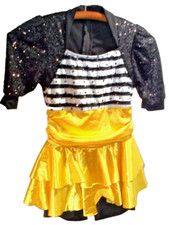 Dancewear WEISSMAN GIRLS Dance Costume Yellow/Black/White Pant Suit Sz MC 7-10
