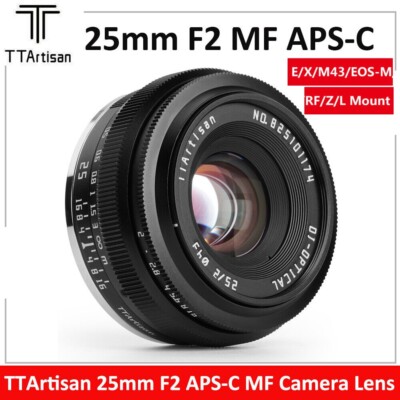 TTArtisan 25mm F2.0 MF Lens for Canon Nikon Sony Fuji Leica Olympus Panasonic