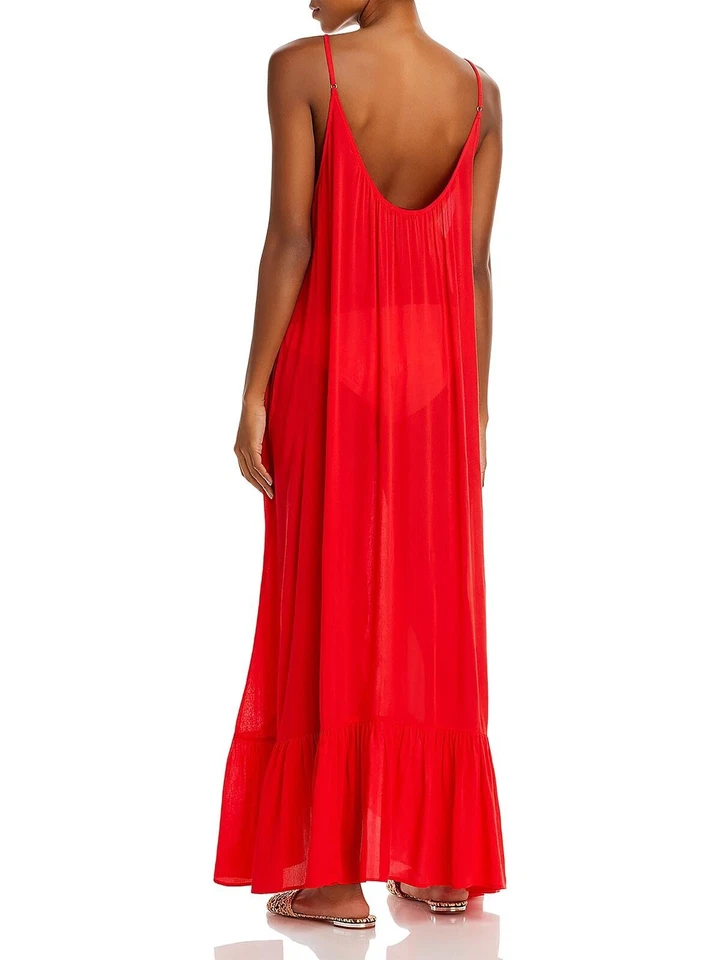 Maxi Vestido AQUA Rojo Cubrimiento Natación Playa Vestido L72104 Talla Pequeña Foto 2 de 2
