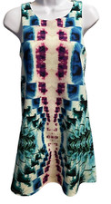 Tie Dye Dress Womens Small Tank Hippie Geometric Flowy Beach Coverup Party Boho