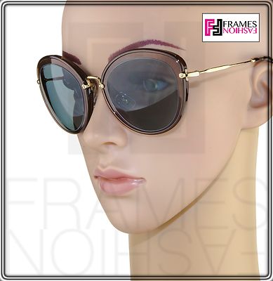MIU MIU NOIR 50R Brown Grey Gold Sunglasses Cat Eye Women  display picture 3