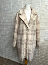 Na-kd Beige Check Dropped Shoulder Oversized Coat Size 36 Uk 10 12 14 Rrp 84