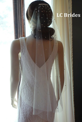 Wedding Veil with Crystals Drop Veil Swarovski Crystals 
