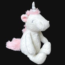 Beautifully Detailed White Pink Unicorn Lovey 10" Plush Stuffed Animal Toy