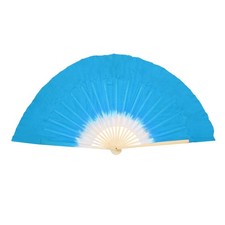 Belly Right Hand Silk Fan Veil 14inch, 1 Pack Belly Dance, Lake Blue