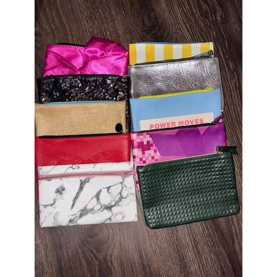 Lot of 10 Ipsy Makeup Bags Assorted Colors Styles Marble Satin Pouches