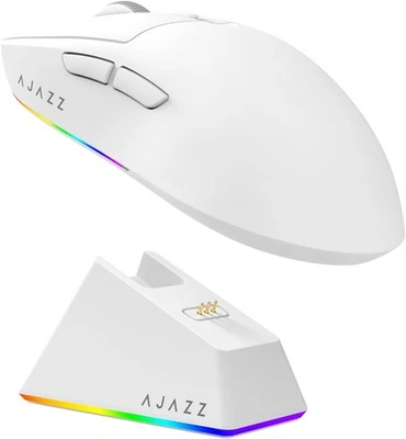 MechLands AJ139 V2 MC Gaming-Maus Mit Ladestation, 12000 DPI, 6 Tasten, Weiß - Bild 1 von 4