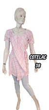 Cotélac Taille 38 Superbe haut long tunique chemise manches courtes rose femme