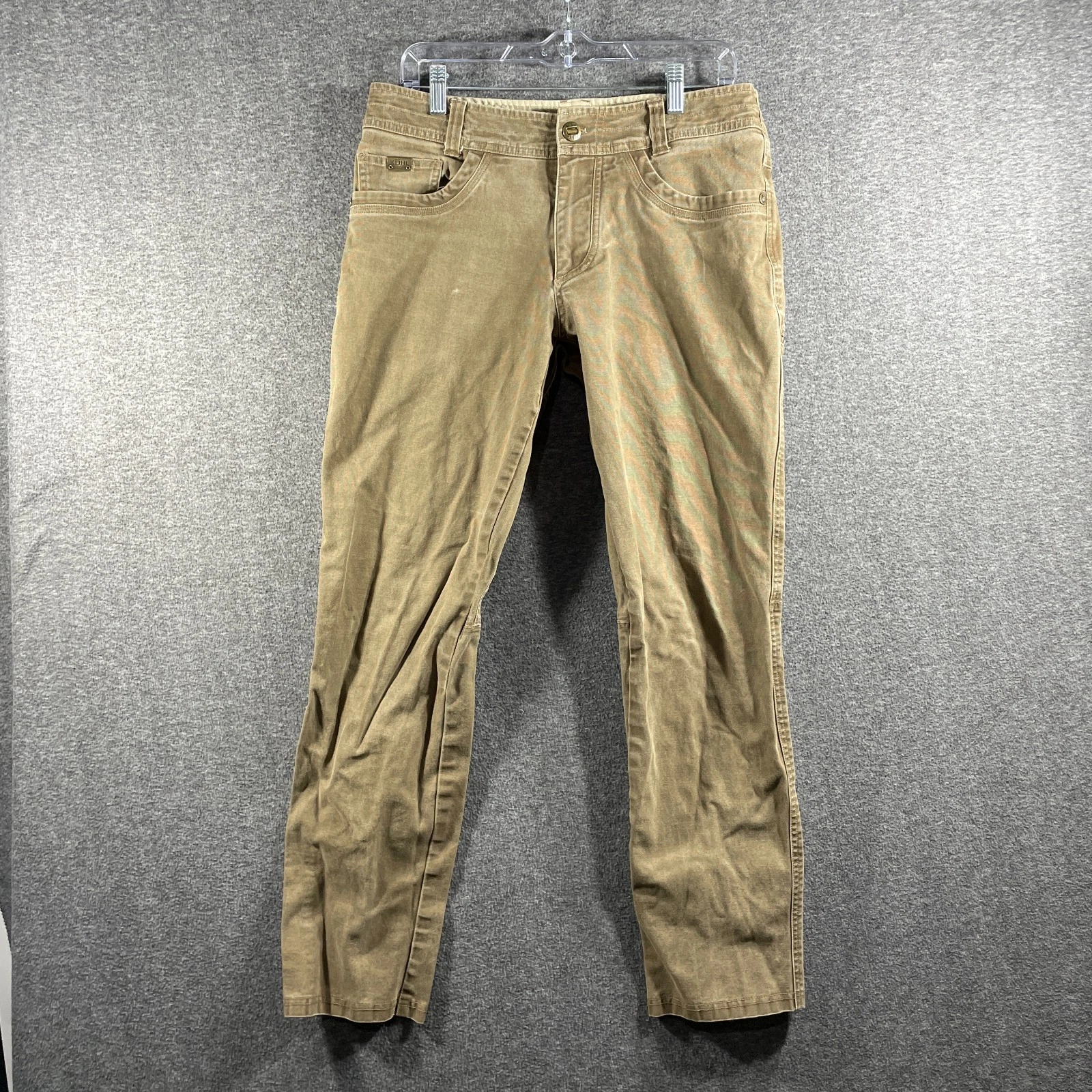 Kuhl The Law Jeans Mens 33x32 Fit 31x30 Brown Tan Khaki Patina Dye 5193 Pants