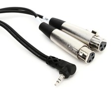 Hosa CYX-405F Microphone Cable - Dual XLR3 Female to Right-angle 3.5mm TRS Male
