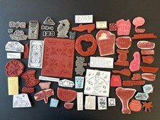 Huge LOT of 68 Unmounted Cling Bare Rubber Stamps Many Brands
