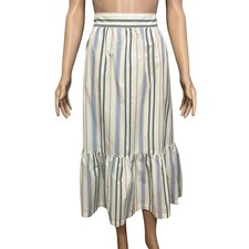 A New Day Striped Poplin Midi Skirt XXL Tiered Colorful Preppy Casual Pull On