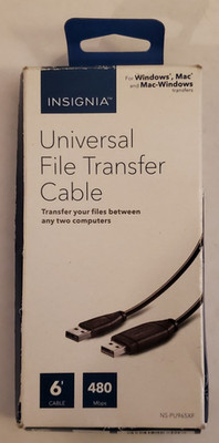 6' ft Insignia File Transfer Cable Between Mac & Windows 480mbps, New Open Box