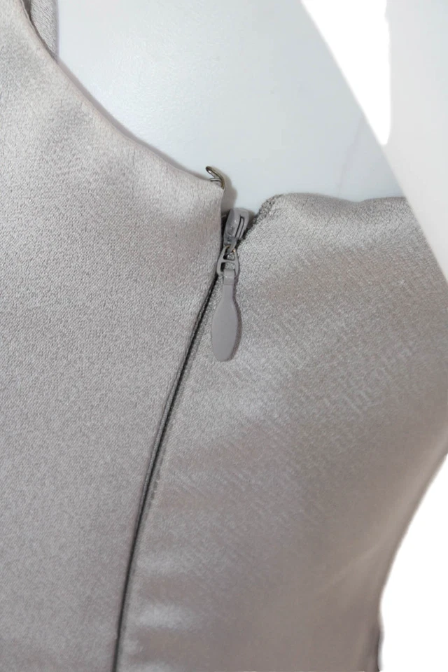 Halston Heritage Womens Off The Shoulder Evening Gown Platinum Gray Size 2 - Image 4 of 4