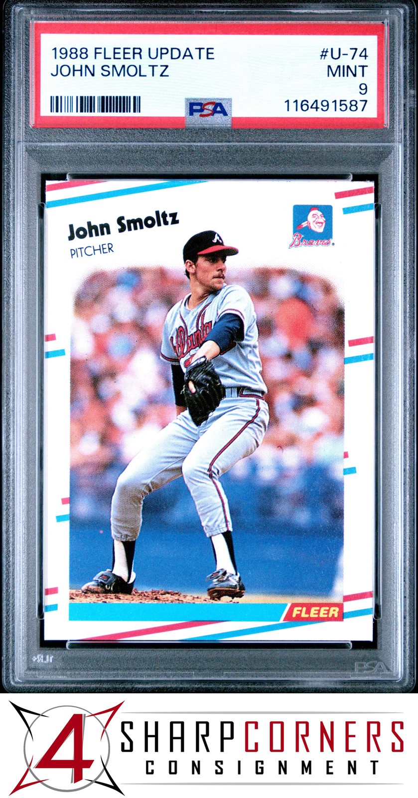 1988 FLEER UPDATE #U-74 JOHN SMOLTZ RC BRAVES HOF PSA 9