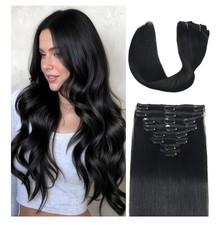 Black Body Wave Clip-In Wire Hair Extension 18 Inch Wavy Synthetic Women